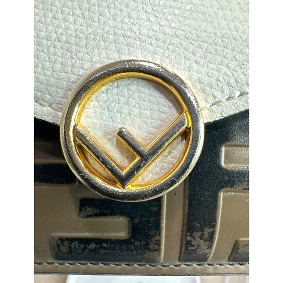 269. Fendi Vitello Liberty Zucca Trifold Wallet - Beige/Brown - Picture 3 of 12